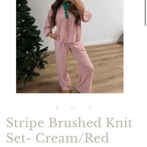 Striped Red and Cream Women's Top